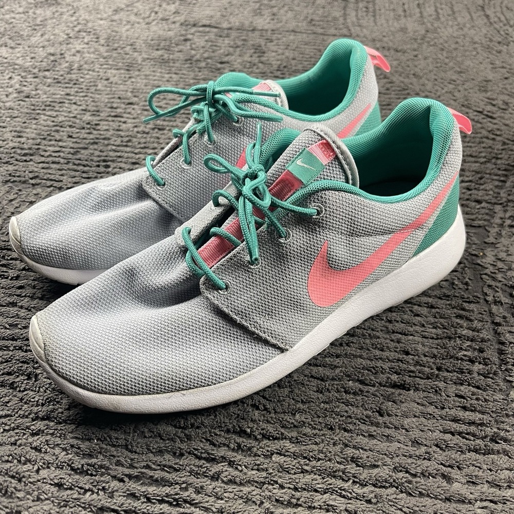 Nike Roshe One Men's Size 9 Gray Teal Pink Running Shoes 511881-036 Lightweight